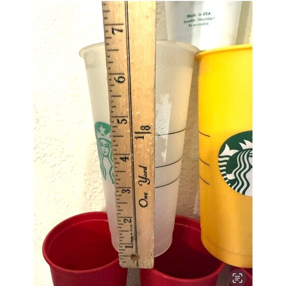 Starbucks Holiday & Everyday Reusable Plastic 2 Lids Cups Set Of 9 - Picture 12 of 13
